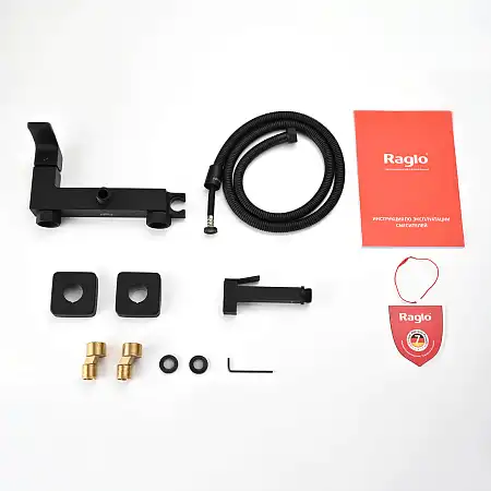 Смеситель с гигиеническим душем Raglo R01.51.06, Черный матовый фото 9
