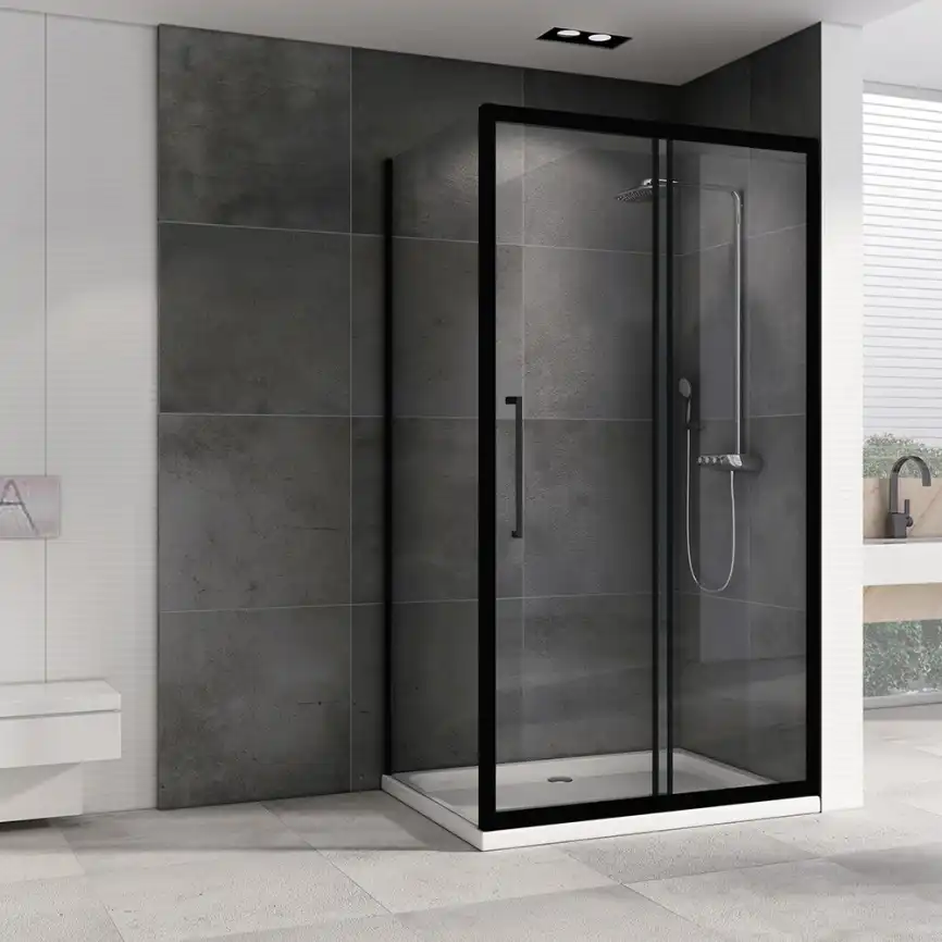 Душевой уголок ABBER Schwarzer Diamant 140х90 см, AG30140BH-S90B, профиль черный, стекло прозрачное фото 2