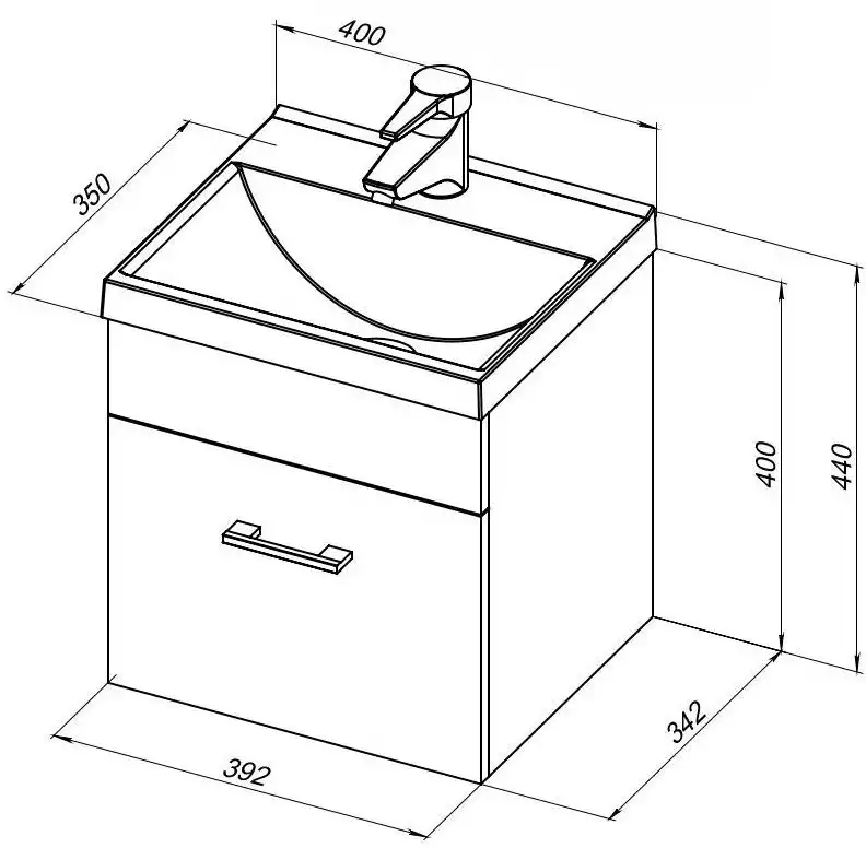 Тумба под раковину Aquanet Нота 40 белый 159137 фото 2