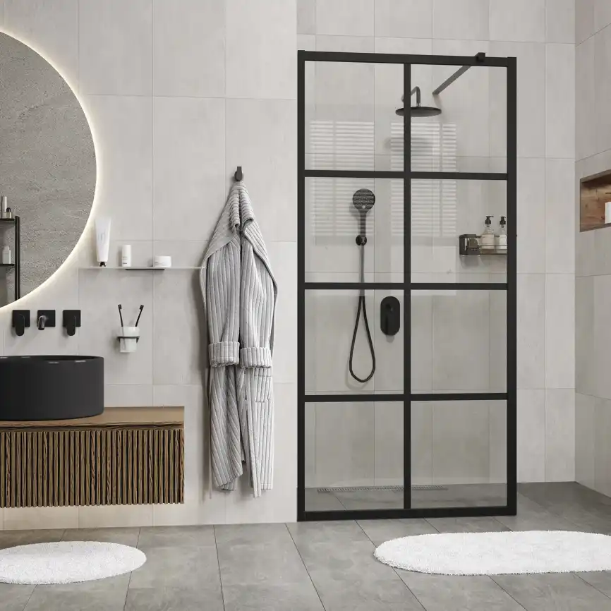 Душевая перегородка WasserKRAFT Glan 66W 90 см, 66W39, профиль Черный, стекло Прозрачное фото 2