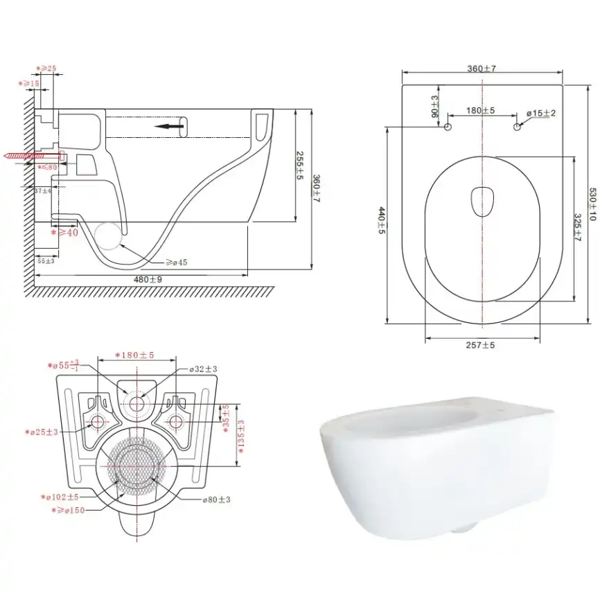 Подвесной унитаз Azario Ollin AZ-1293WH безободковый, с сиденьем микролифт, Белый глянцевый фото 6