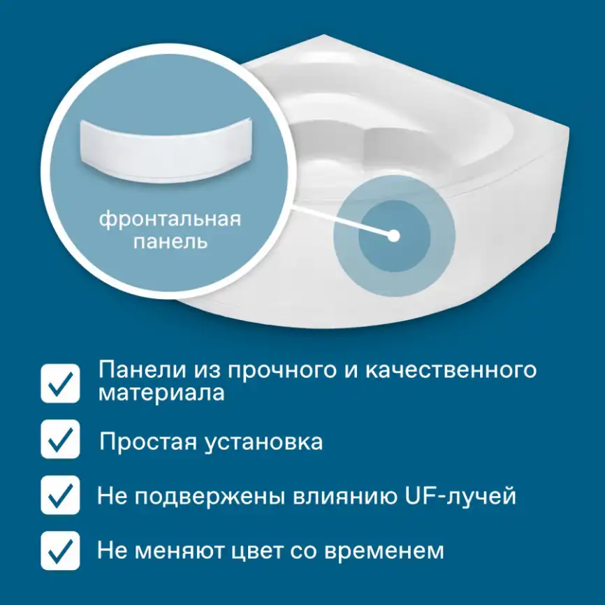 Акриловая ванна Santek Канны 150х150 1WH111983,  Белая фото 11