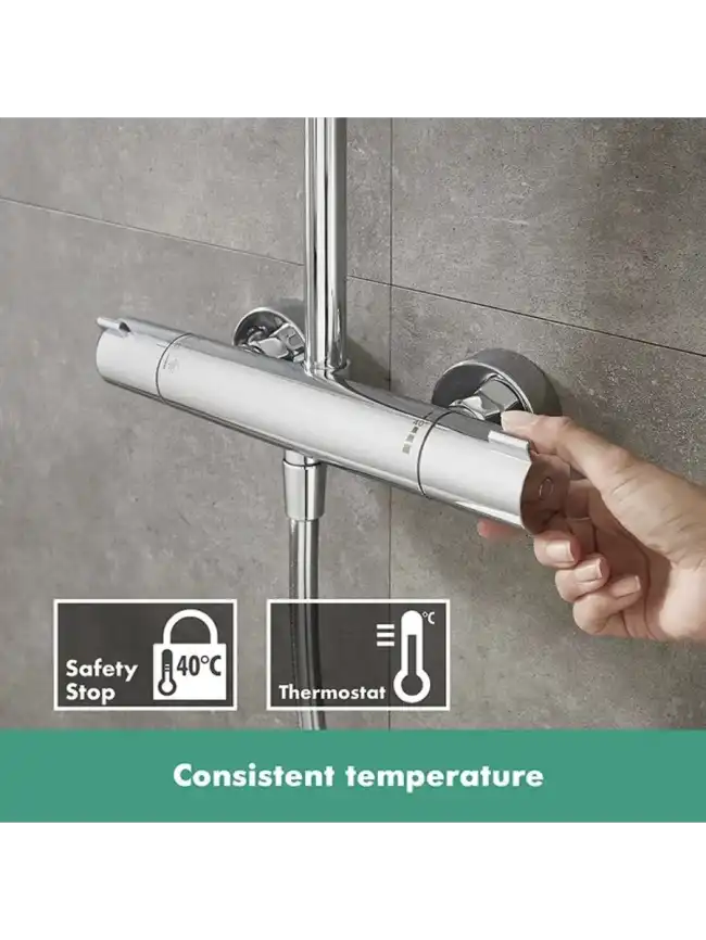 Душевая система Hansgrohe Crometta S 240 1jet Showerpipe с термостатом 27267000, хром фото 10