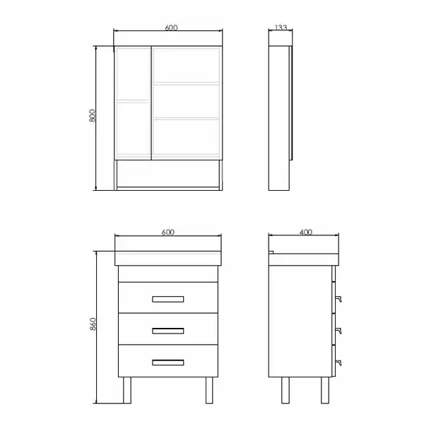 Тумба с умывальником Comforty Никосия 60Н Дуб темный, 00-00008852 фото 8