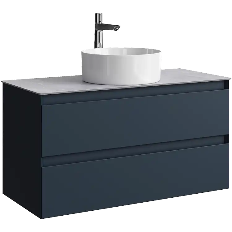 Тумба с раковиной подвесная Aqwella Geometria 100 GE01102GRM+STG1014X456GS, со столешницей серый камень, цвет серый фото 1