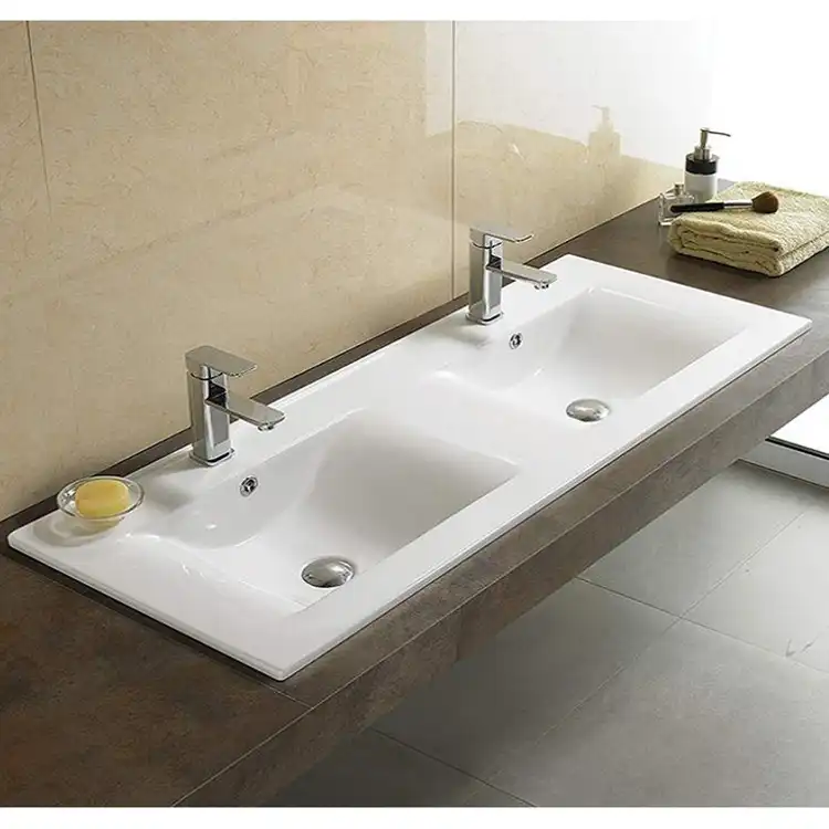 Умывальник CeramaLux YJ809-120 1215х465х155 Полувстраиваемая цвет Белый фото 1