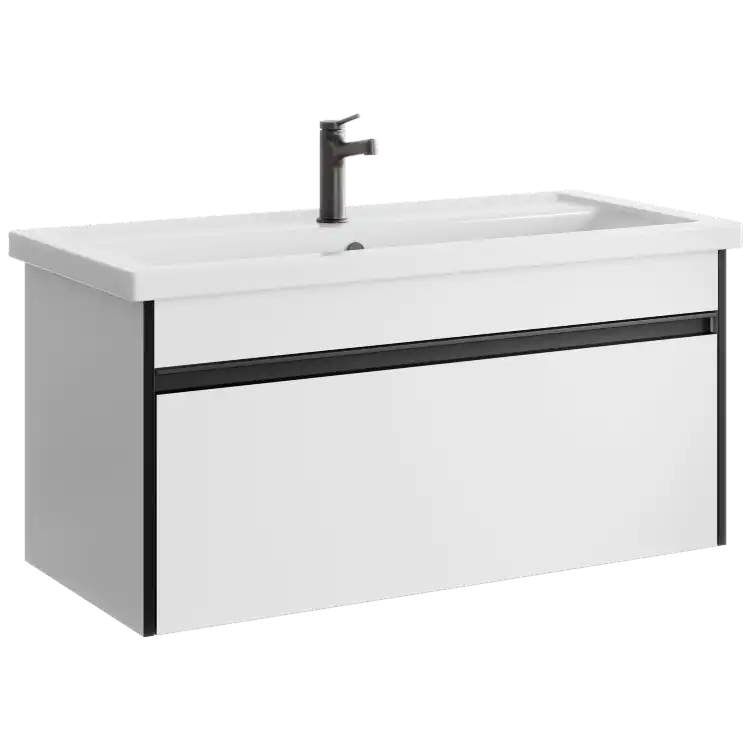 Тумба с раковиной подвесная Aqwella Urban 100 см, URB0110W, цвет Белый фото 1