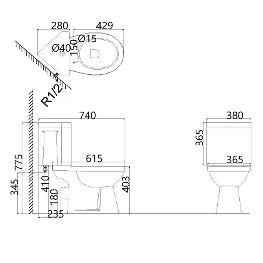 Унитаз - компакт угловой Creo Ceramique PROJECT 660х395х755, микролифт, белый фото 2