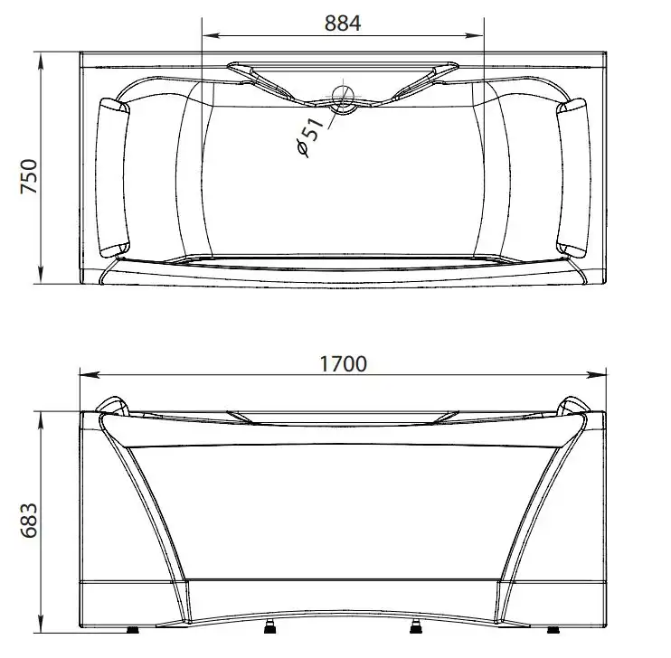 Акриловая ванна Aima Design DOLCE VITA 170х75 фото 4