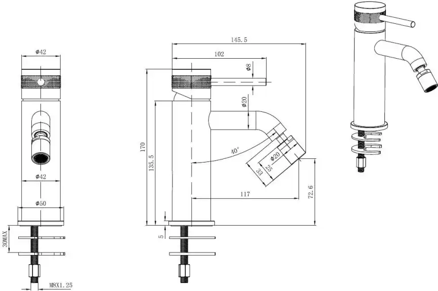 Смеситель для биде Allen Brau Priority 5.31A04-GB (с донным клапаном) золото фото 2