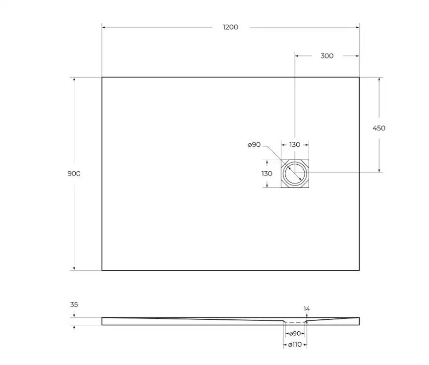 Душевой поддон BelBagno UNO 120х90 из искусственного камня, TRAY-MR-UNO-AH-120/90-35-W-CR, Белый фото 7