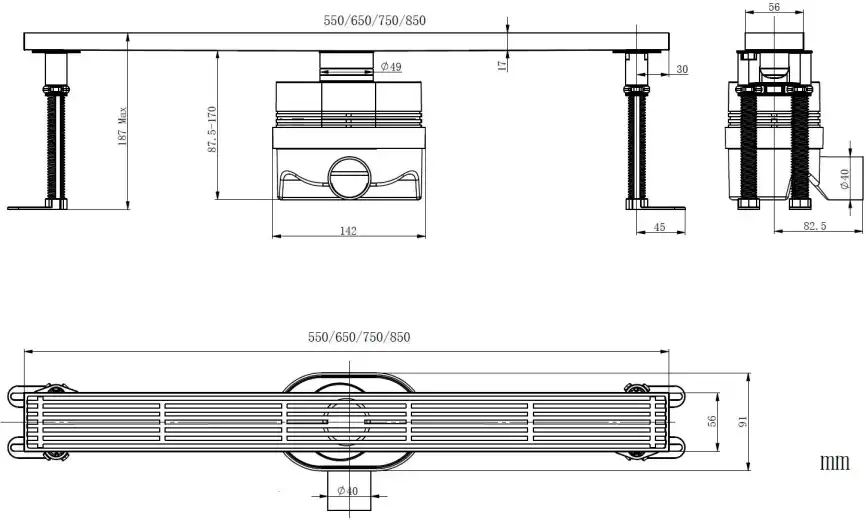 Душевой лоток Allen Brau Reality 9.50030.BN 850 никель браш фото 2