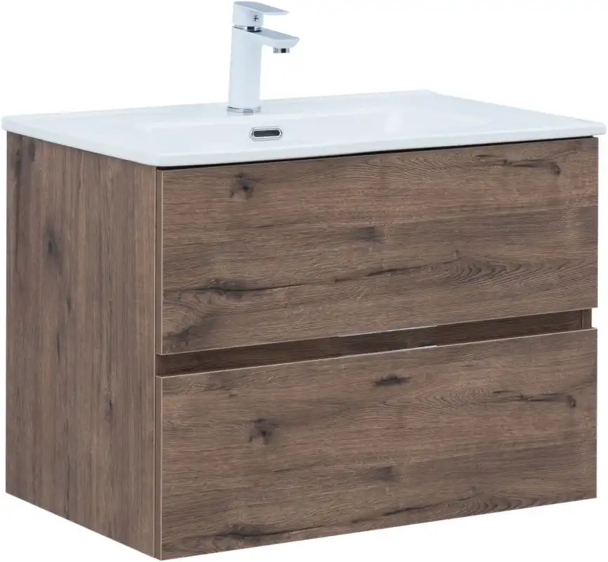 Тумба под раковину Aquanet Алвита New 70 2 ящика, дуб веллингтон табак 334185 фото 1