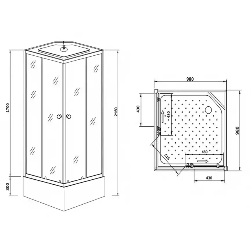 Душевая кабина Loranto 100х100 CS-990ETM/W-100, средний поддон, цвет профиля матовый хром фото 3