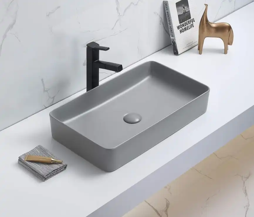 Раковина накладная CeramaLux 605х350х110 78189MH-5 , цвет Светло-серый фото 1