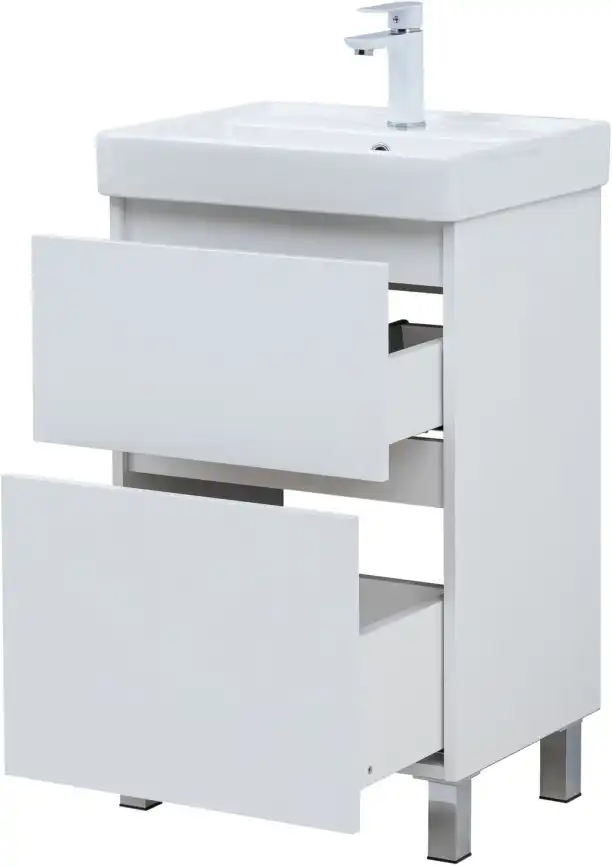 Тумба под раковину Aquanet Вега 50 напольная, белый глянец, 344120 фото 9