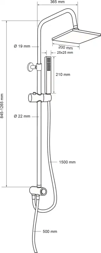 Душевая система Aquanet Practic AF100-70-S-C для ванны и душа без смесителя, с верхним и ручным душем, Хром фото 2
