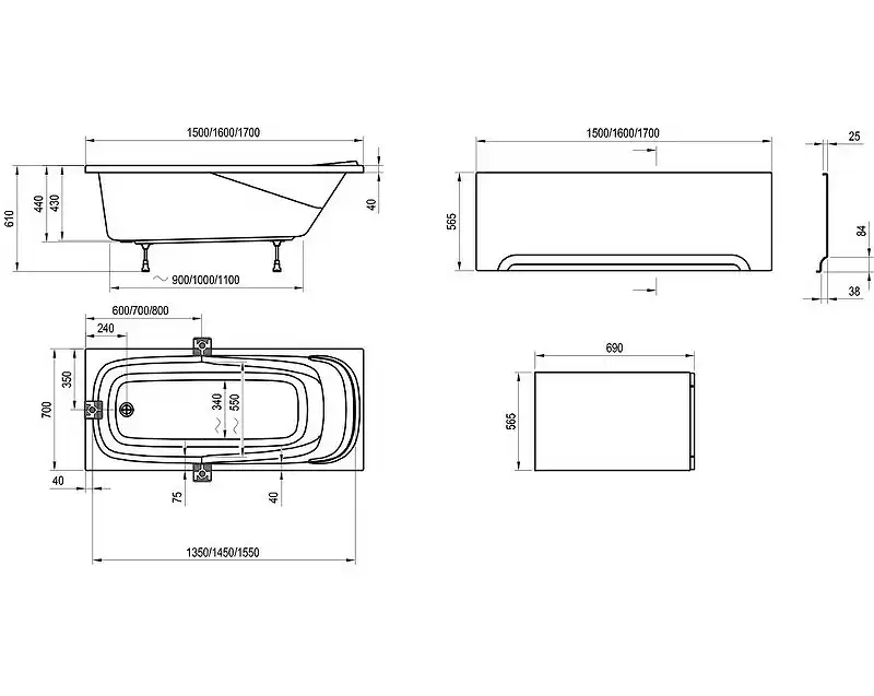 Акриловая ванна Ravak VANDA II 160х70 CP11000000 прямоугольная, Белая фото 5