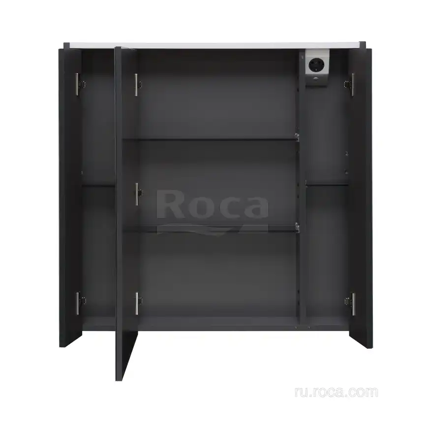 Зеркальный шкаф Roca Ronda 80 ZRU9302970 с подсветкой, Антрацит / Белый глянец фото 2