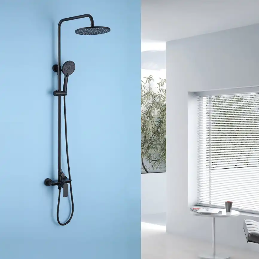 Душевая стойка ABBER Weiss Insel AF8020B без излива, черная матовая фото 2