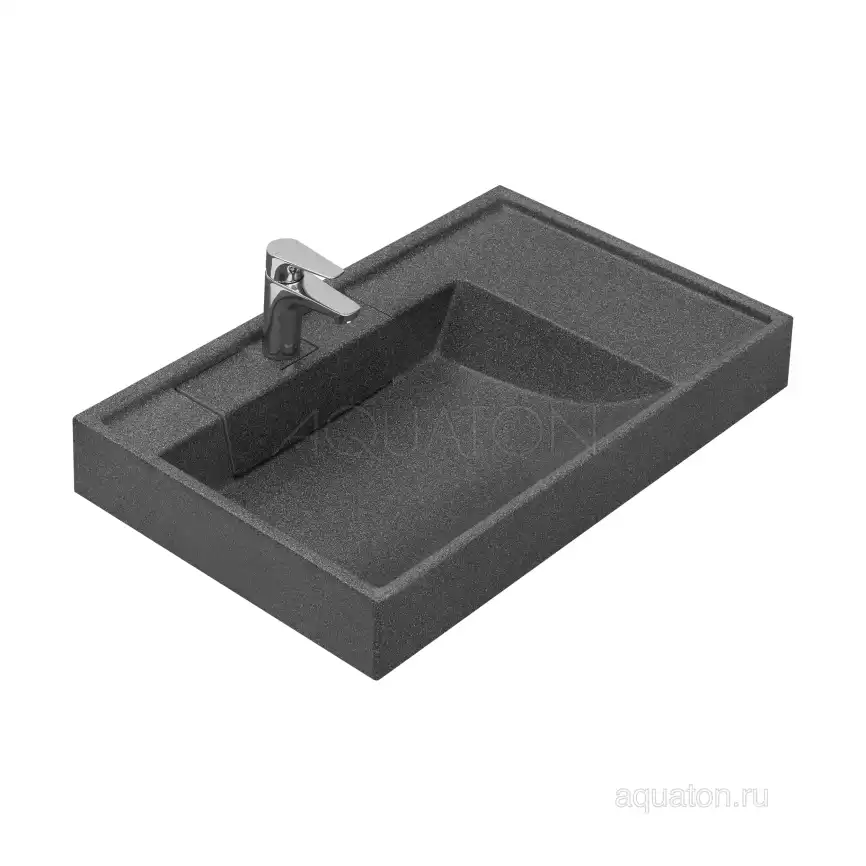 Раковина  Aquaton Рейн 80х50 1A72113KRW210  над стиральной машиной, из литьевого мрамора, Графит фото 1