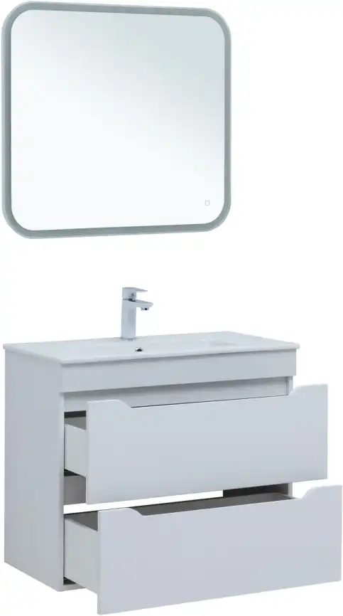 Тумба под раковину Aquanet Практика 80 белый глянец, 347965 фото 7