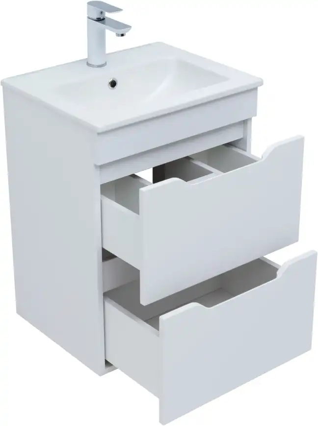 Тумба под раковину Aquanet Практика 50 белый матовый (2 ящика) 330455 фото 4