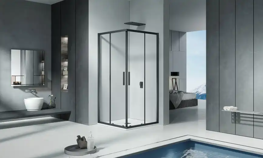 Душевой уголок Good Door COFE CR-100-C-B профиль Черный стекло прозрачное фото 1