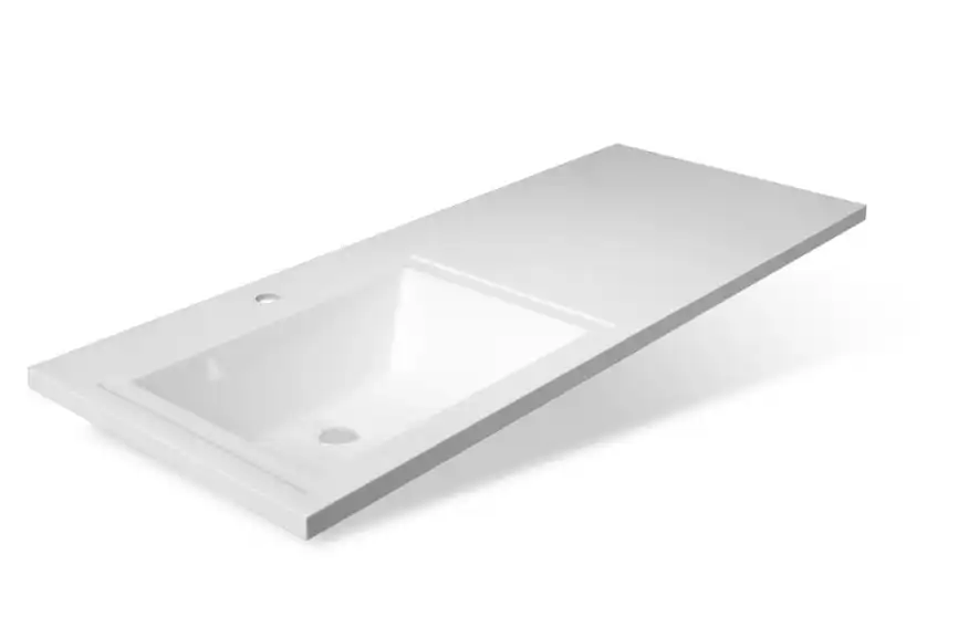 Раковина  Эстет Даллас 110х48 L ФР-00001741 левая над стиральной машиной, из литьевого мрамора, Белая фото 1