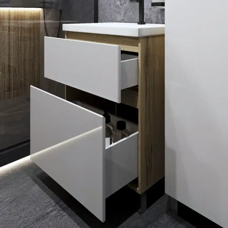 Тумба с раковиной FAURAplus Аврора 60-2, напольная (Раковина Classica 60) Фасад Белый фото 5