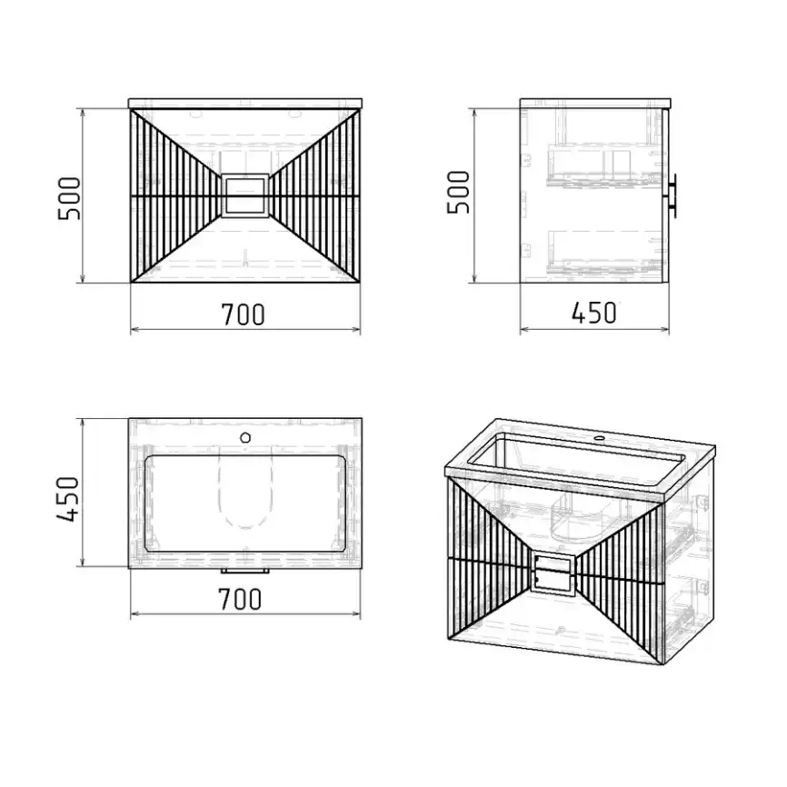 Тумба под раковину Grossman Луксор 70 подвесная, бежевый матовый (107056) фото 8