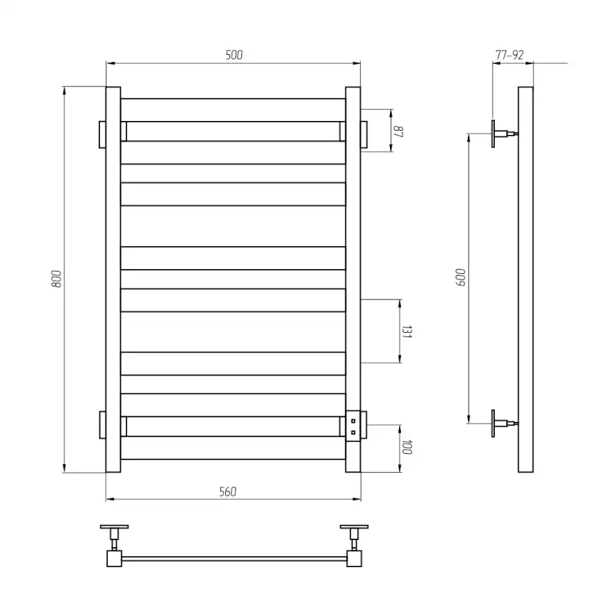 Полотенцесушитель электрический 50x80 AVS Соул с терморегулятором, графит матовый фото 5
