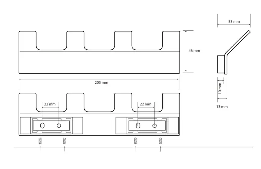 Планка с 4-мя крючками 20,5 см BEMETA NERO Черная матовая 135105210 фото 2