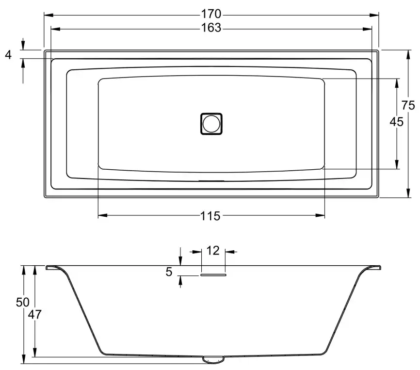 Акриловая ванна RIHO STILL SQUARE 170x75 прямоугольная B100001005 фото 6