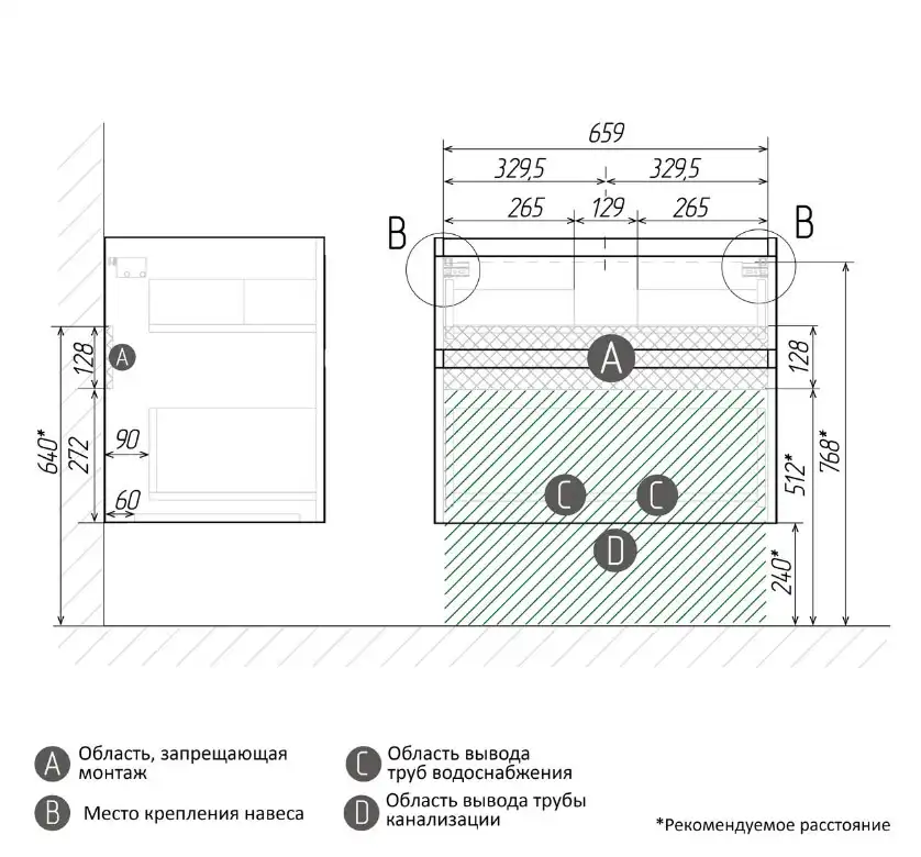 Тумба под раковину Grossman Меркадо 70 подвесная, белая матовая (107078) фото 8