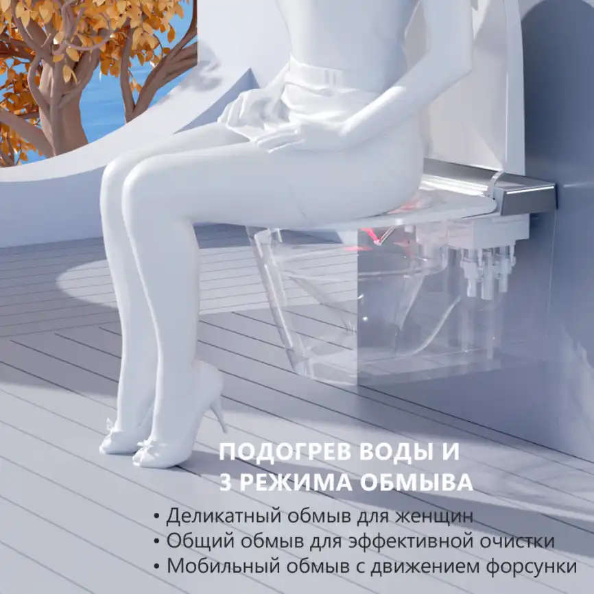Электронный унитаз-биде ABBER Bequem AC1120S подвесной, белый фото 2