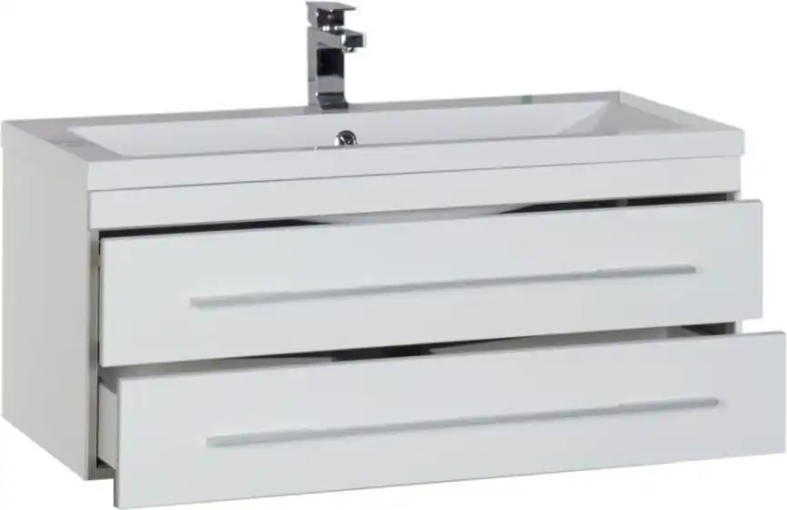 Тумба под раковину Aquanet Верона 100 белый (подвесная 2 ящика) 175382 фото 6