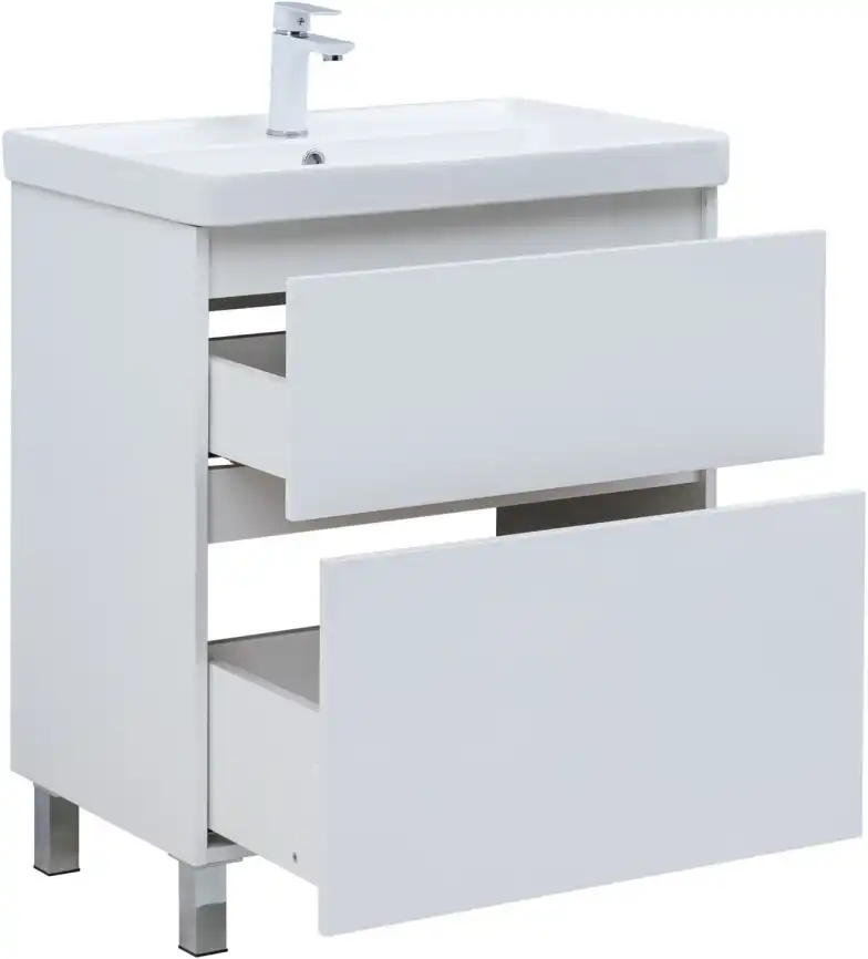 Тумба под раковину Aquanet Вега 70 напольная, белый глянец, 344122 фото 6
