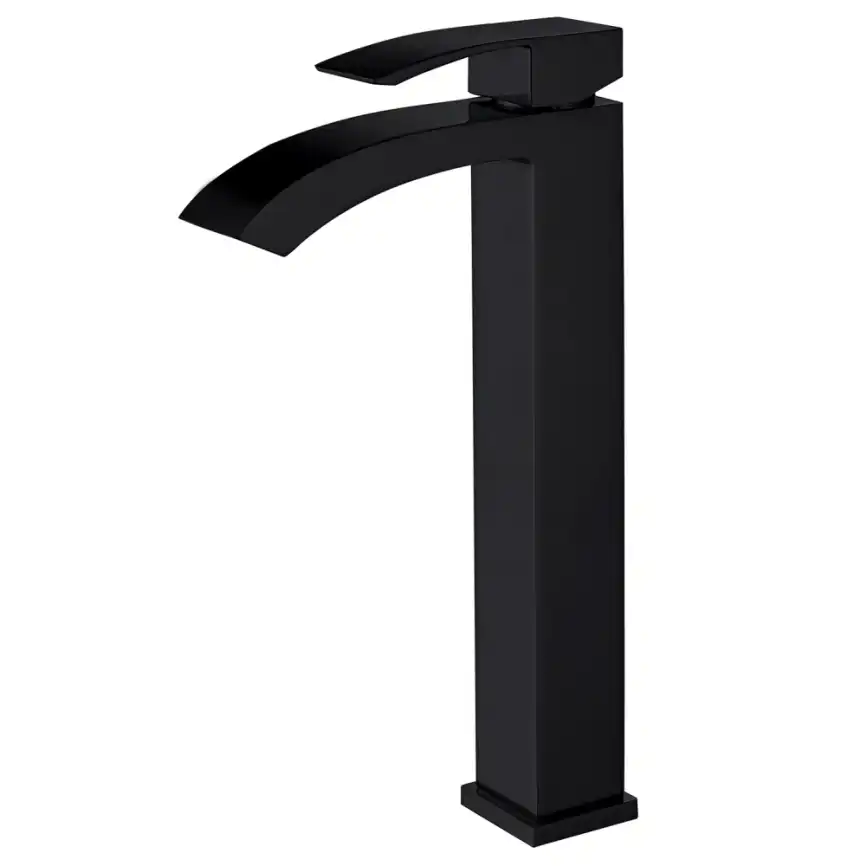 Смеситель для накладной раковины Abber Wasserfall AF8611B, однорычажный, высокий, Черный матовый фото 1
