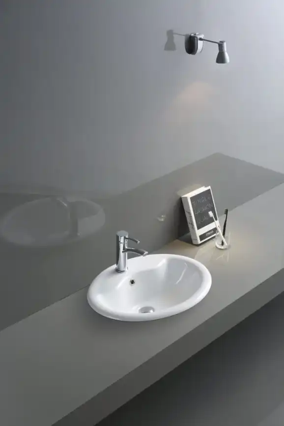 Умывальник CeramaLux 316 570х460х195 Полувстраиваемая цвет Белый фото 2