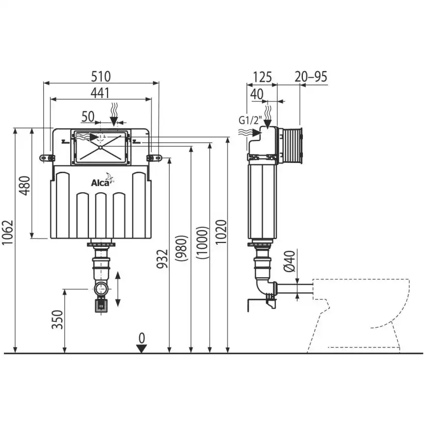 Бачок скрытого монтажа Alcaplast AM112 Basicmodul фото 2