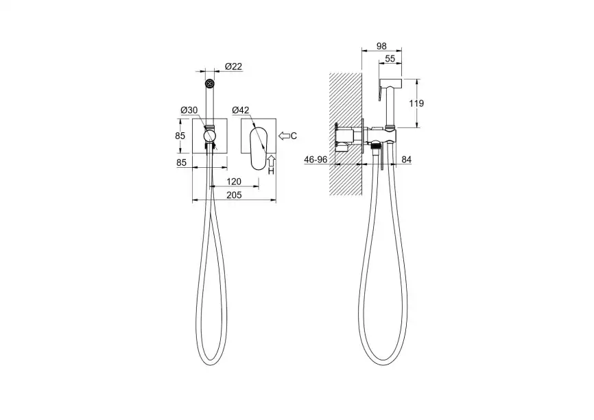 Гигиенический душ со смесителем Aquatek AQ1220MB однорычажный, Черный фото 3