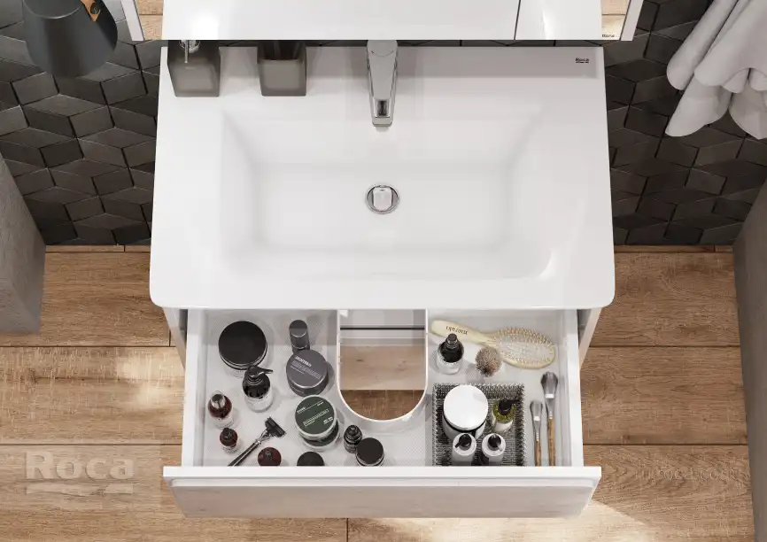 Тумбы под раковину Roca Ronda 70 ZRU9303003 подвесная, цвет, Белый матовый / Бетон фото 7