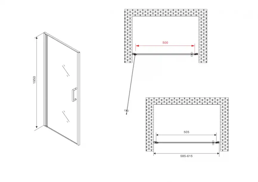 Душевая дверь Abber Sonnenstrand 60 см, AG04060, профиль Хром, стекло Прозрачное фото 4
