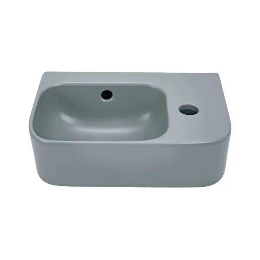 Рукомойник AVS Грэйс 37x25 L, серо-голубой матовый с донным клапаном фото 3