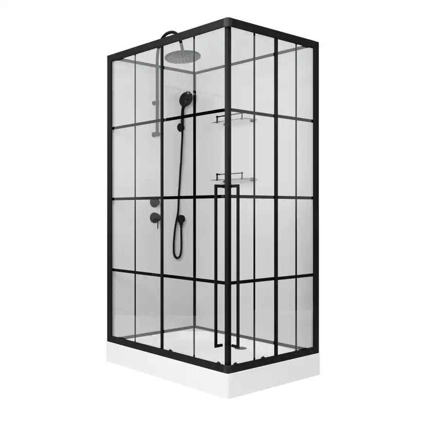Душевая кабина Niagara Standart 120х80 ST120/80/15QL/KL/BKT низкий поддон, черный профиль, стекло прозрачное фото 1