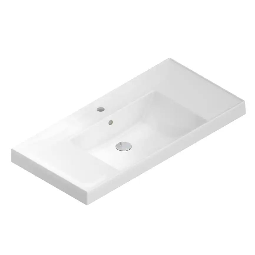 Раковина KERAMA MARAZZI CUBO подвесная\мебельная, 100 см, белая глянцевая, CU.wb.100 фото 1