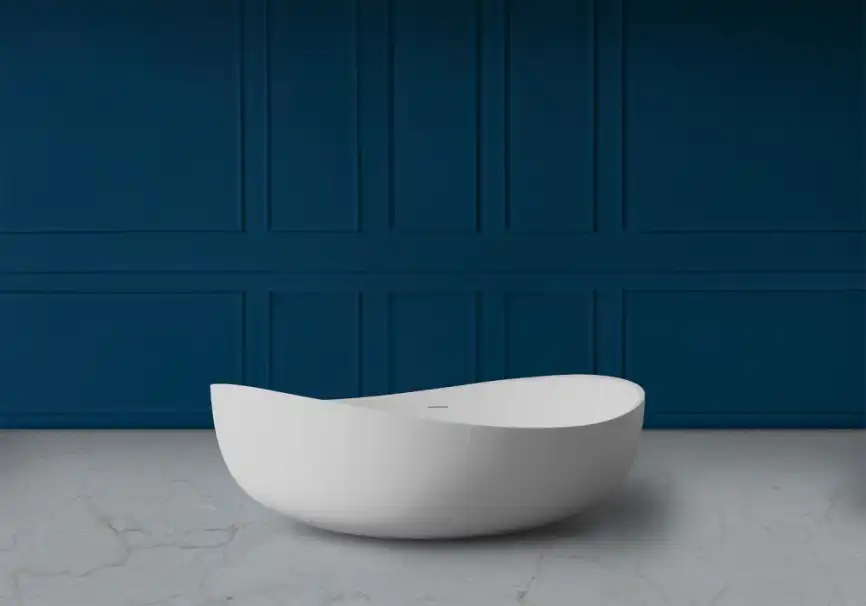 Ванна  Abber Stein 180х110 AS9639 из искусственного камня, Белая матовая фото 2