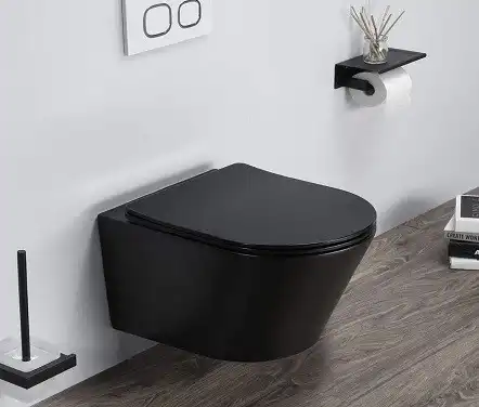 Унитаз подвесной CeramaLux B2330-1MB с сиденьем микролифт Черный матовый фото 2