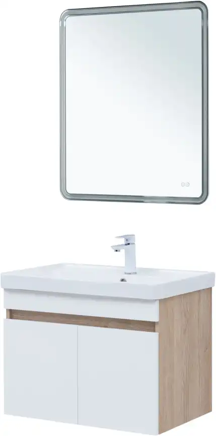 Тумба под раковину Aquanet Оптима 80 дуб светлый/белый сатин, 344801 фото 11